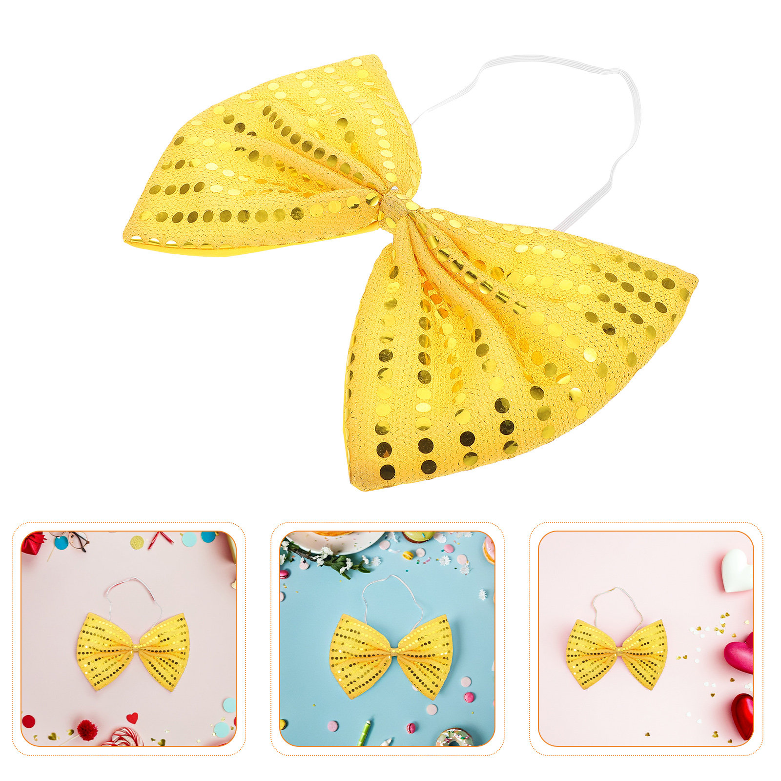 Bow Tie Pre Tied - 2Pcs Gold Sequin Bow Tie Oversized