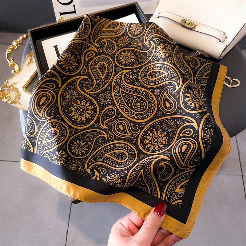 Face Scarf Mask - Women Silk Scarves 70*70cm Designer Paisley