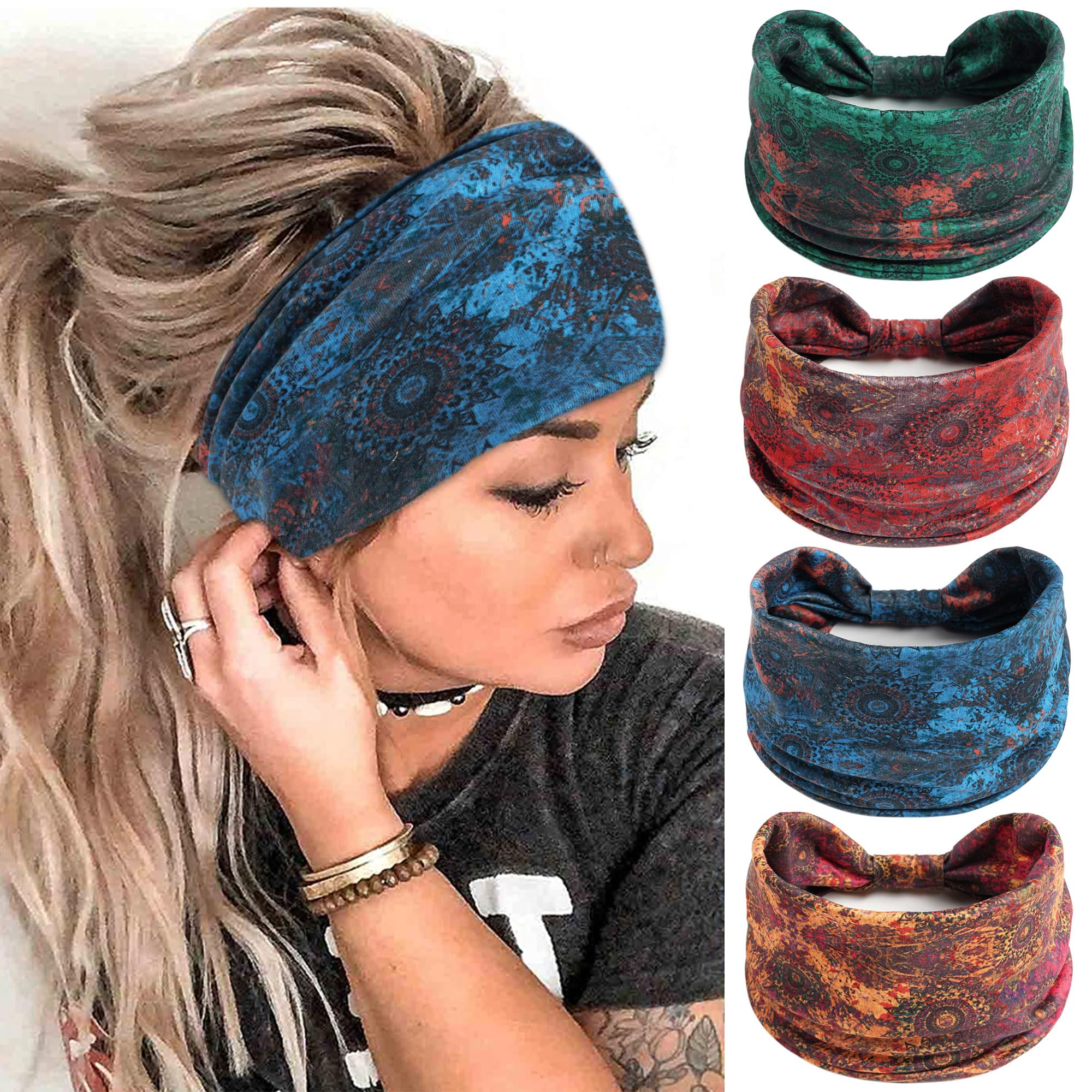 Boho Headbands for Women Knott - Head Wrap Turban บทวิจารณ์และราคา