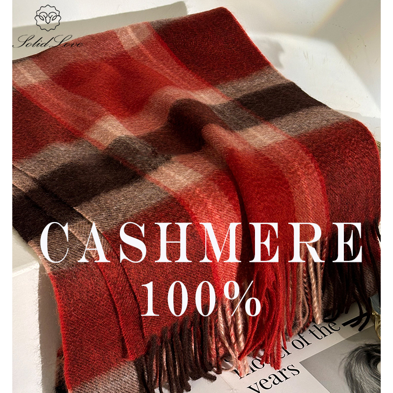 100% Cashmere Scarf   Plaid  W - Muffler Men Wool บทวิจารณ์และราคา