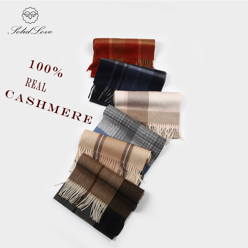 100% Cashmere Scarf   Plaid  W - Muffler Men Wool บทวิจารณ์และราคา