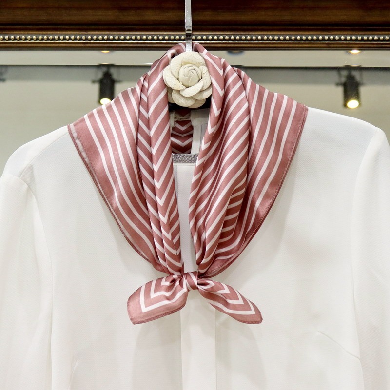 100% Pure Silk Scarf Women Hij - Silk Tie Striped บทวิจารณ์และราคา