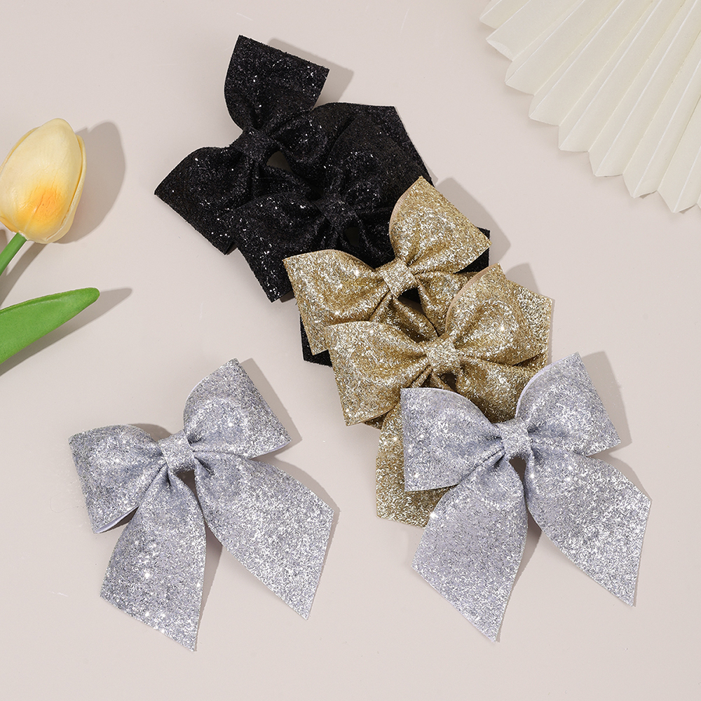 6Pcs Sparkling Bow Hair Clips  - Tie Clip Silver บทวิจารณ์และราคา