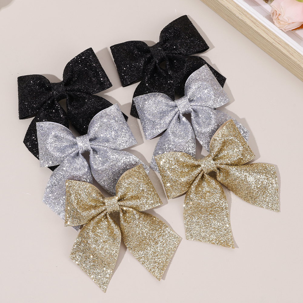 6Pcs Sparkling Bow Hair Clips  - Tie Clip Silver บทวิจารณ์และราคา