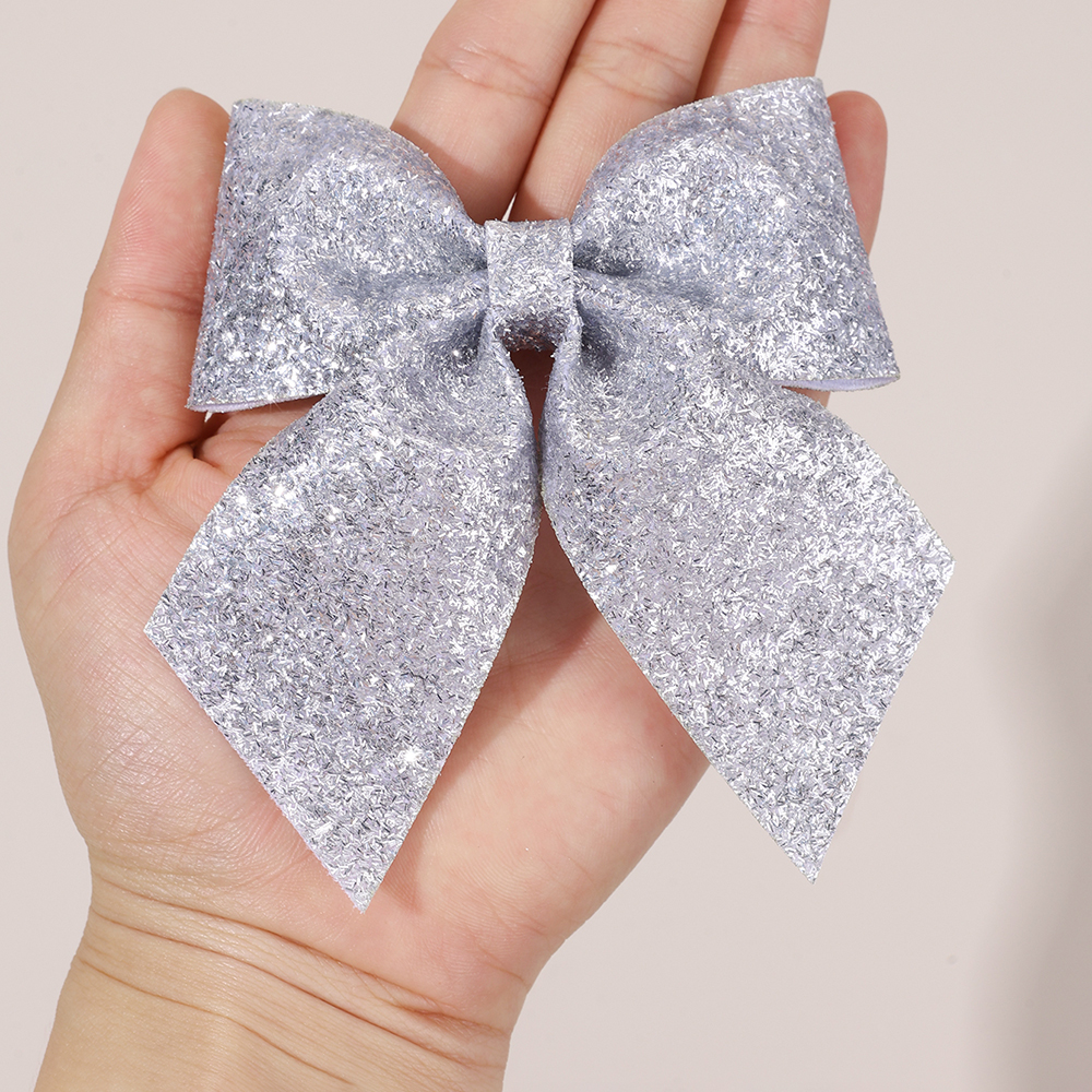 6Pcs Sparkling Bow Hair Clips  - Tie Clip Silver บทวิจารณ์และราคา