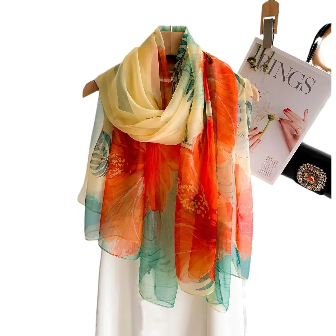 Silk Scarf Fashion Design Neck - Pashmina Wrap Large บทวิจารณ์และราคา