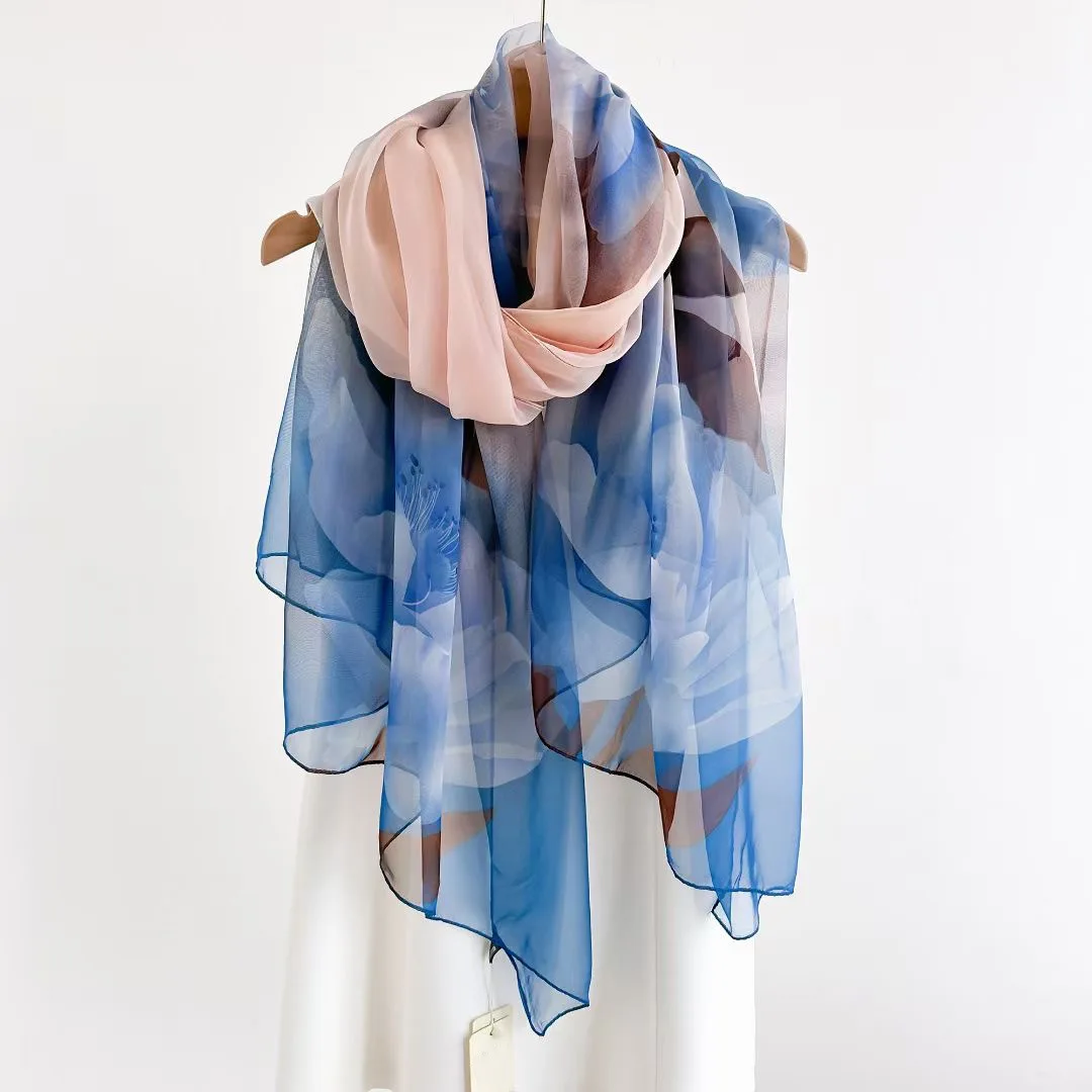 Silk Scarf Fashion Design Neck - Pashmina Wrap Large บทวิจารณ์และราคา