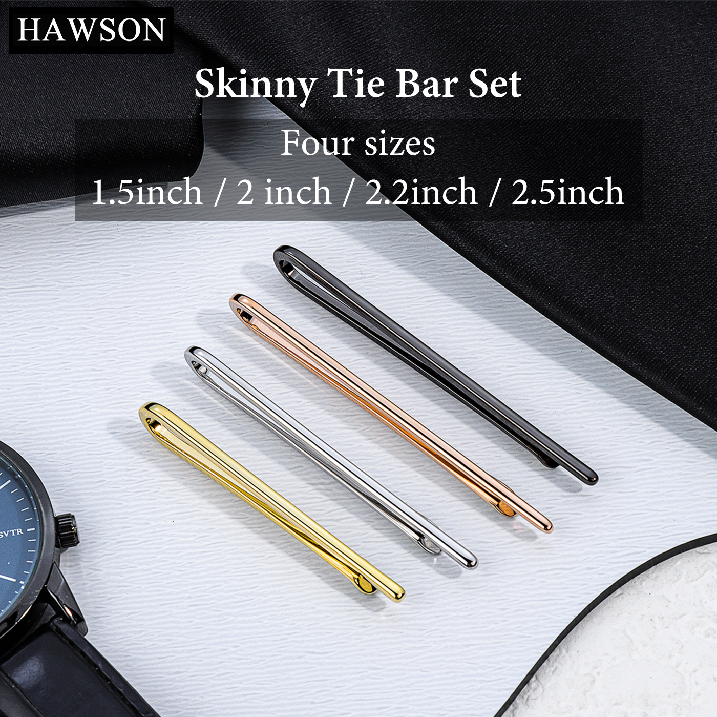 HAWSON Tie Clips for Men 4Pcs  - Tie Bar Set Gift บทวิจารณ์และราคา