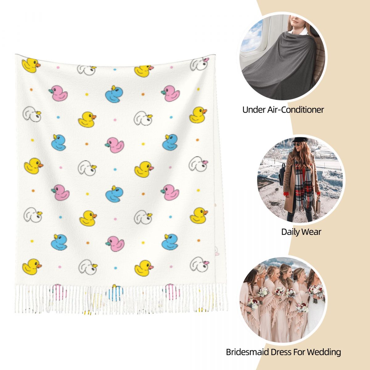 Women's Scarf with Tassel Cute - Pashmina Wrap Large บทวิจารณ์และราคา