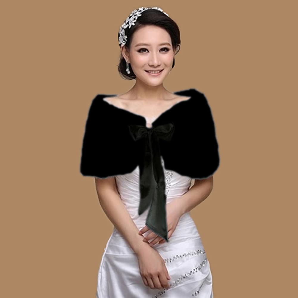 Women's Bridal Wedding Faux Fu - Stole Wedding Shawl บทวิจารณ์และราคา
