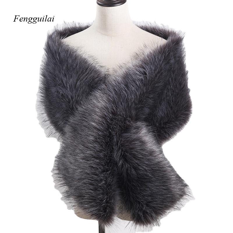Women's White Faux Fur Shawl B - Stole Wedding Shawl บทวิจารณ์และราคา