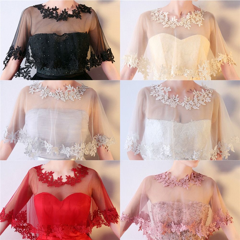 Fashion Lace Short Sleeve Shru - Stole Wedding Shawl บทวิจารณ์และราคา