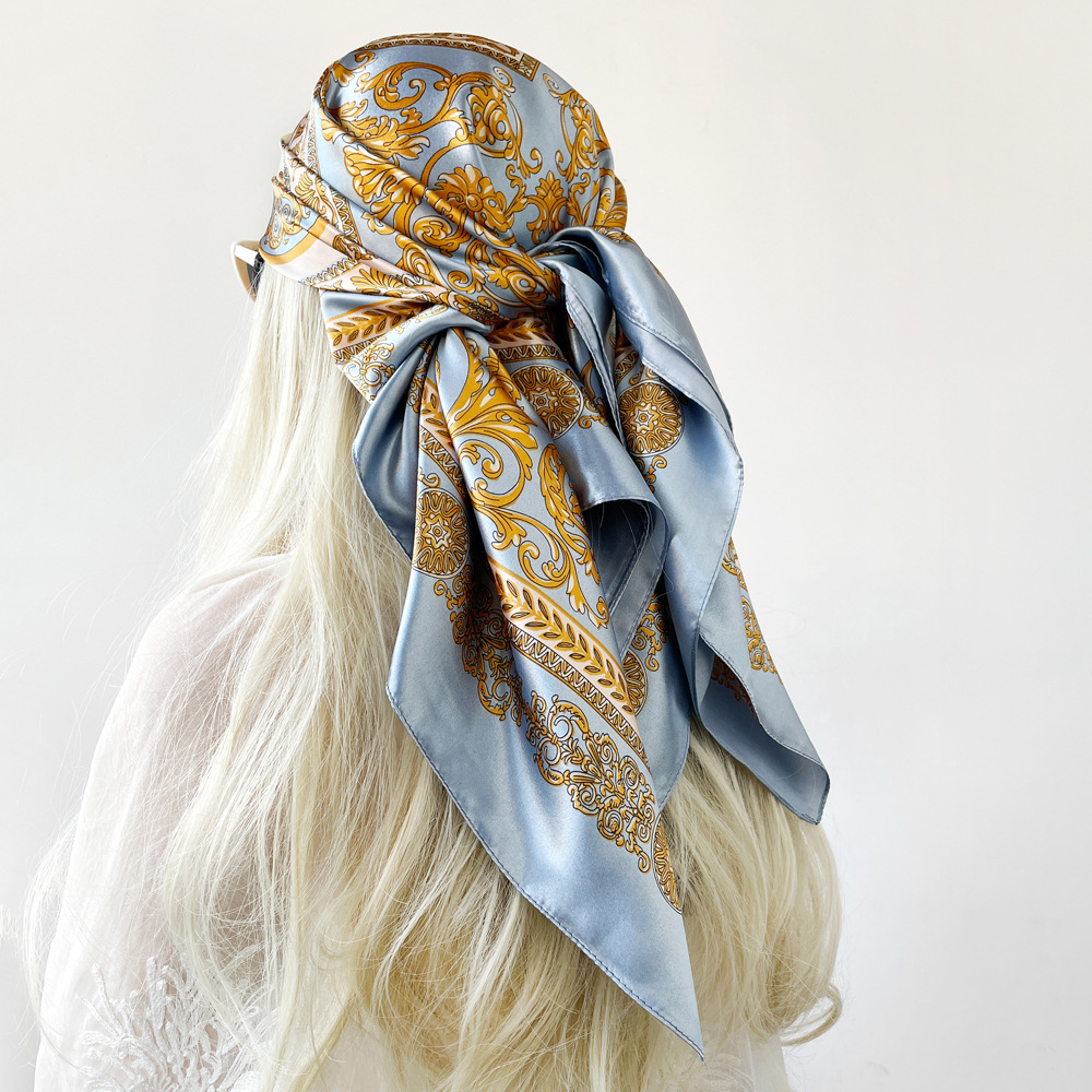 Silk Shawl Satin Square Scarf  - Face Scarf Mask บทวิจารณ์และราคา
