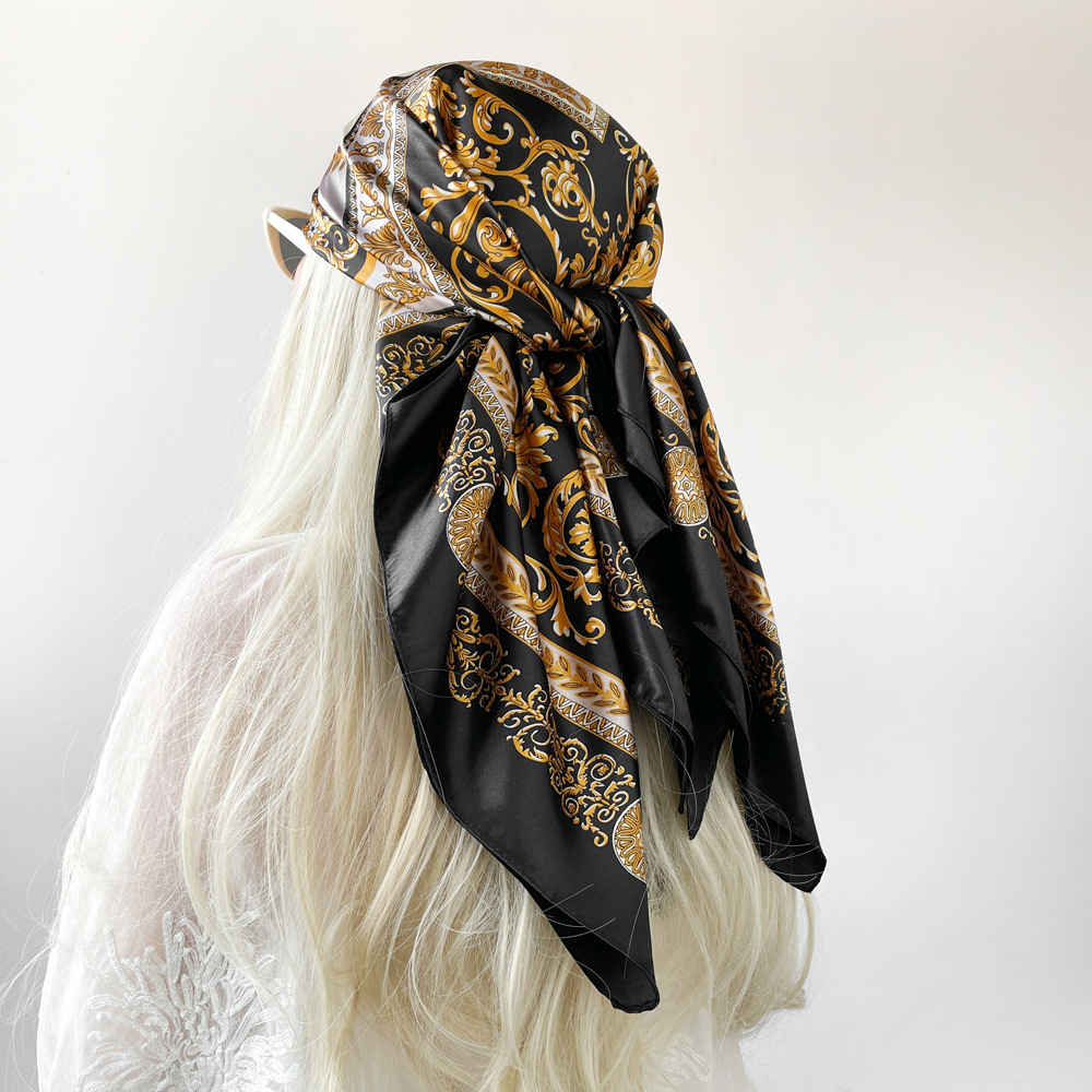 Silk Shawl Satin Square Scarf  - Face Scarf Mask บทวิจารณ์และราคา