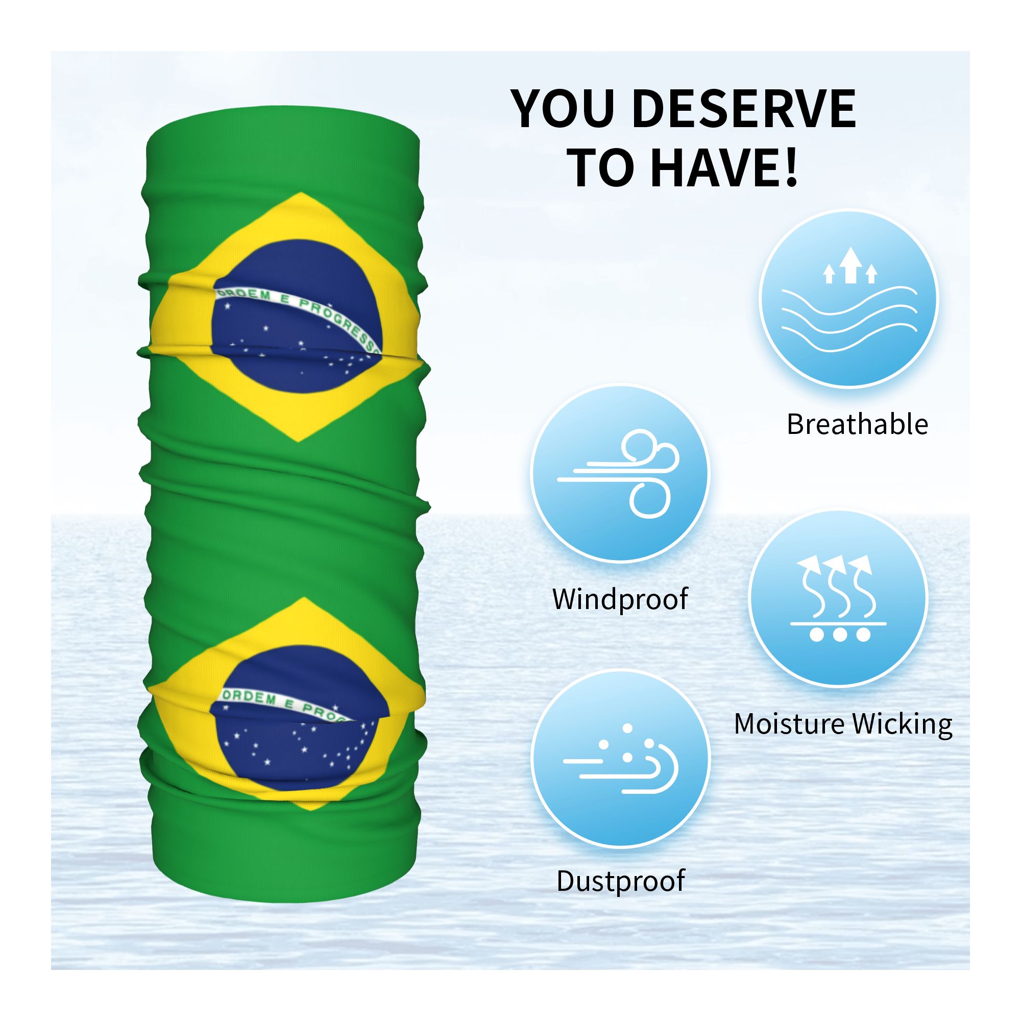 Custom Brazil Flag Bandana Nec - Neck Warmer Tube บทวิจารณ์และราคา