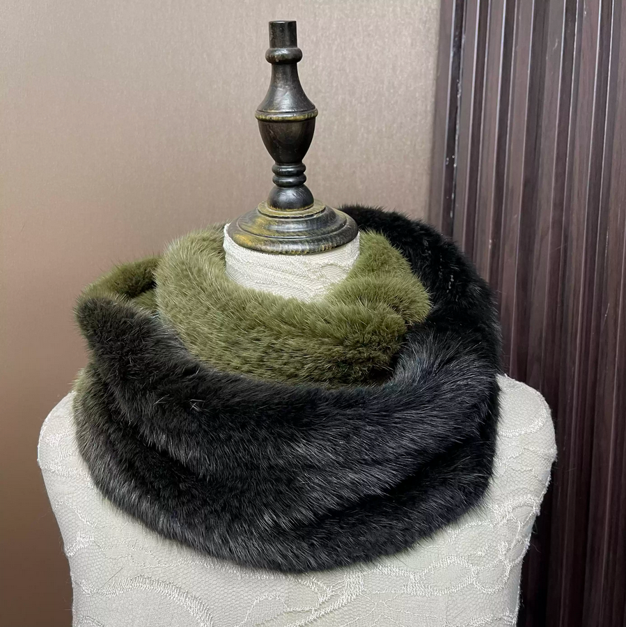 Ombre Color Genuine Mink Fur S - Infinity Scarf Knit บทวิจารณ์และราคา