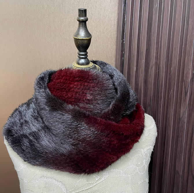 Ombre Color Genuine Mink Fur S - Infinity Scarf Knit บทวิจารณ์และราคา