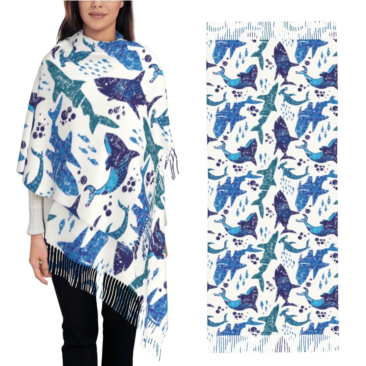 Shark Underwater World Ocean S - Pashmina Wrap Large บทวิจารณ์และราคา