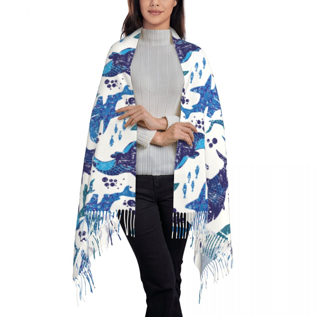 Shark Underwater World Ocean S - Pashmina Wrap Large บทวิจารณ์และราคา
