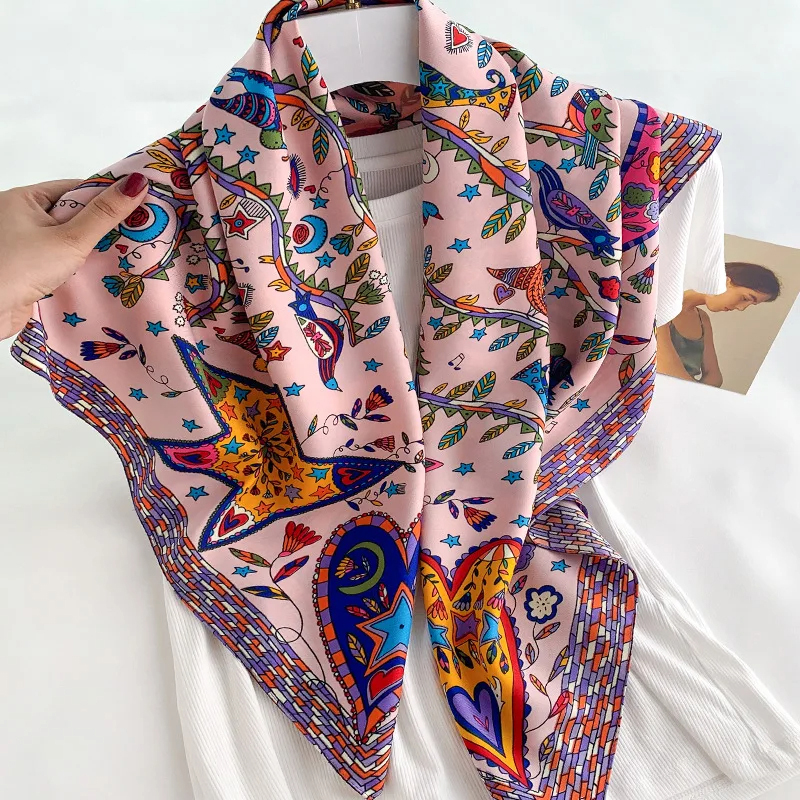 2024 90*90cm Square Scarf Twil - Bandana Cotton บทวิจารณ์และราคา