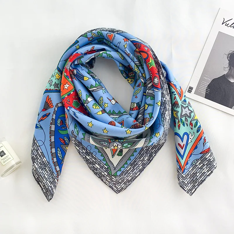 2024 90*90cm Square Scarf Twil - Bandana Cotton บทวิจารณ์และราคา