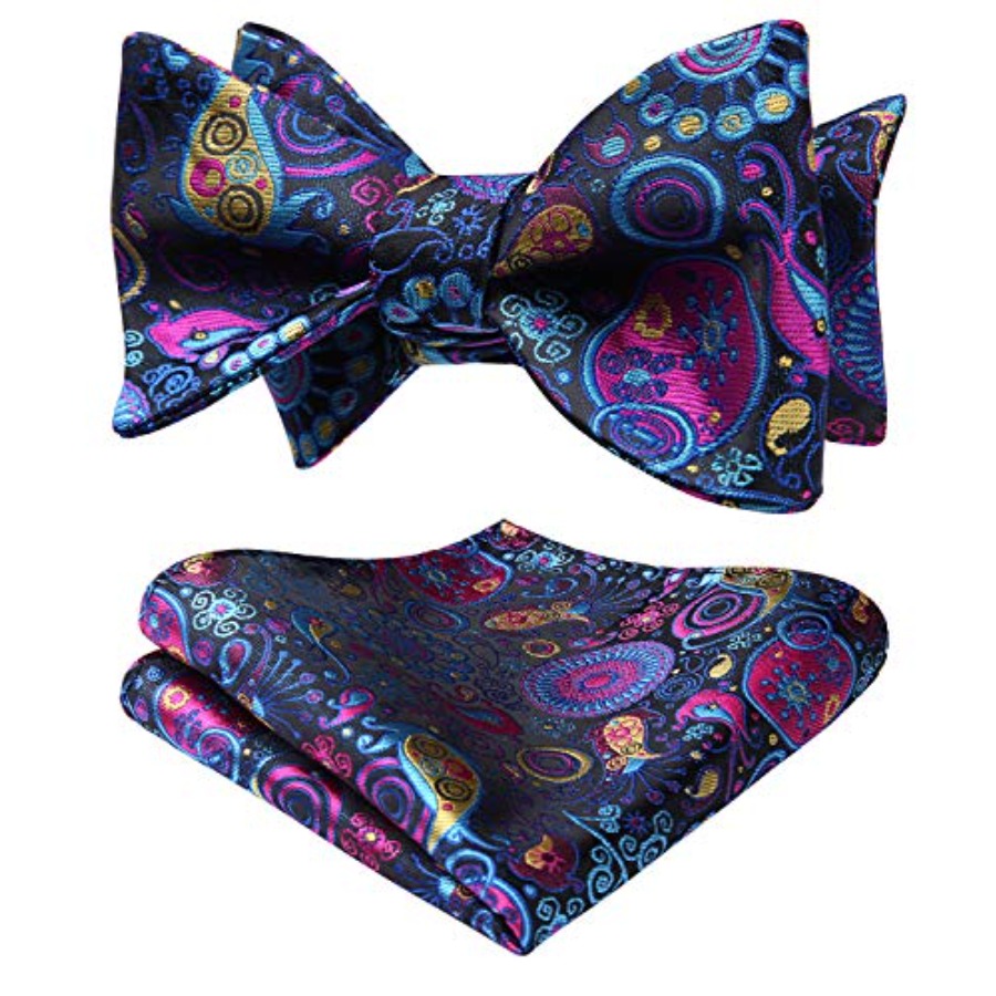 Bow Ties for Men Floral Bowtie - Pocket Square Set บทวิจารณ์และราคา