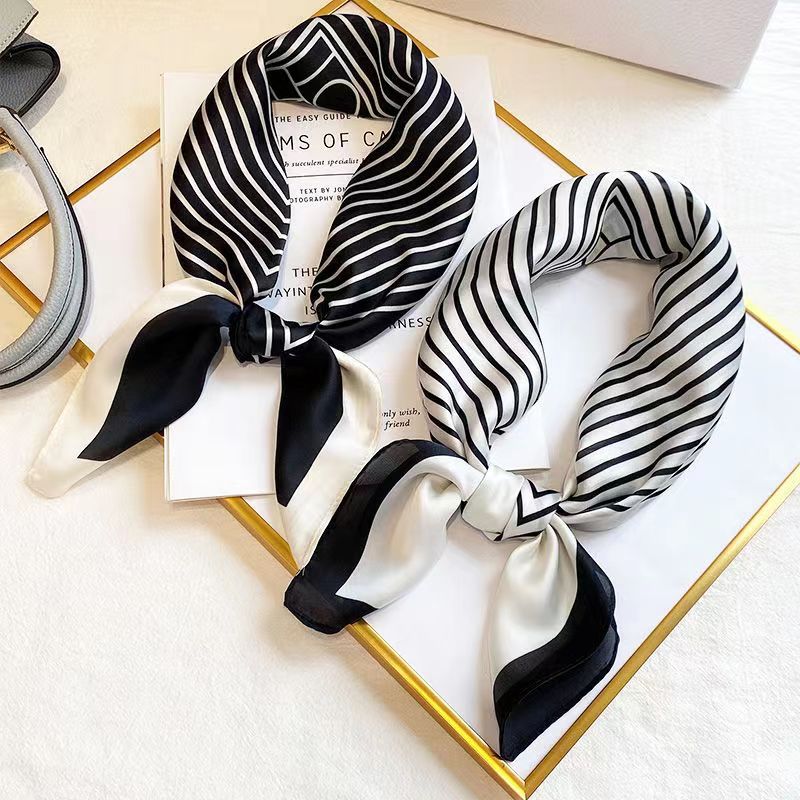 Fashion Square 70cm Black and  - Silk Tie Striped บทวิจารณ์และราคา