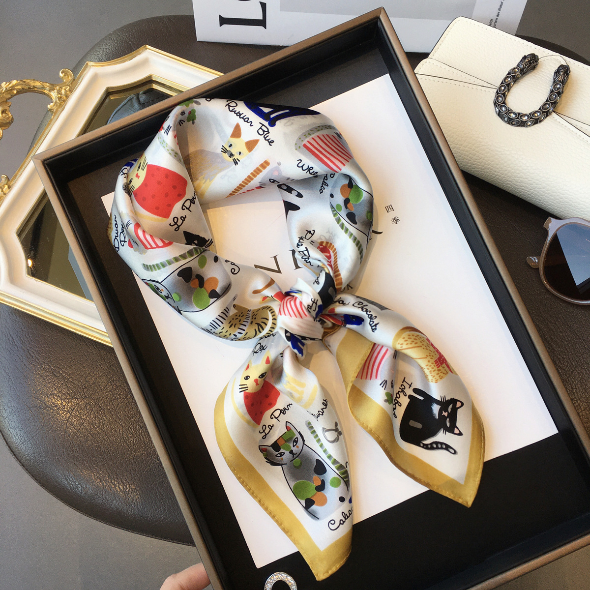 Luxury Brand 2023 Silk Square  - Silk Tie Striped บทวิจารณ์และราคา