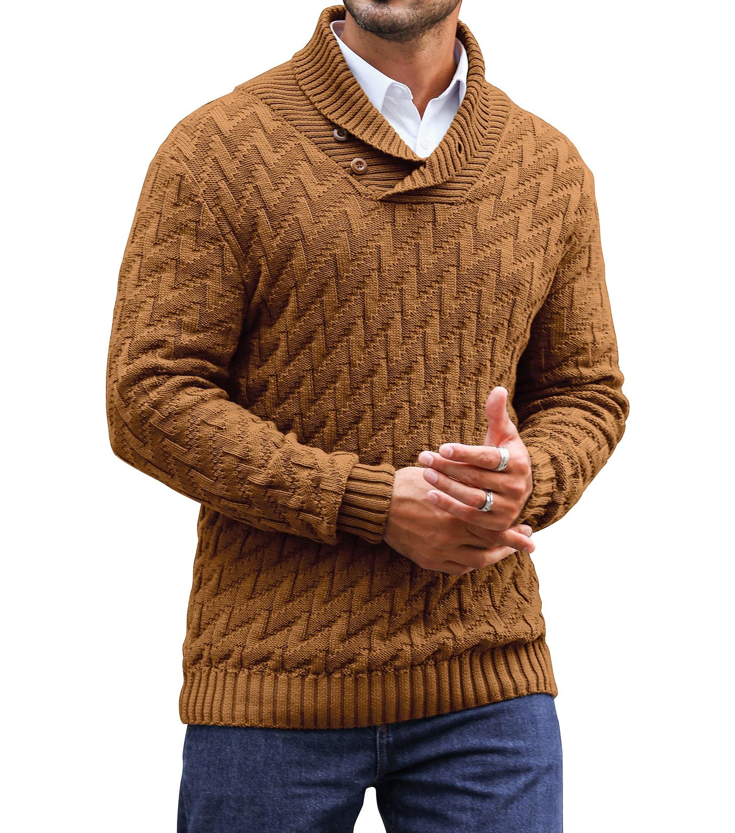 Men's Sweater Spring Shawl Col - Muffler Men Wool บทวิจารณ์และราคา