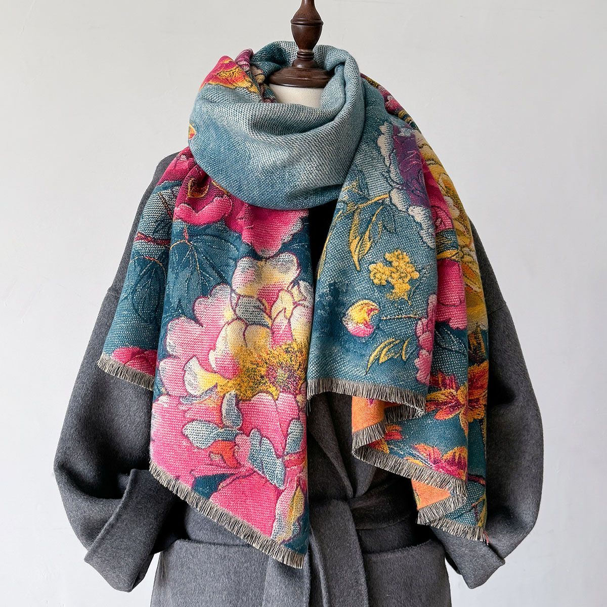 Warm Cashmere Scarf Women Shaw - Woven Scarf Blanket บทวิจารณ์และราคา
