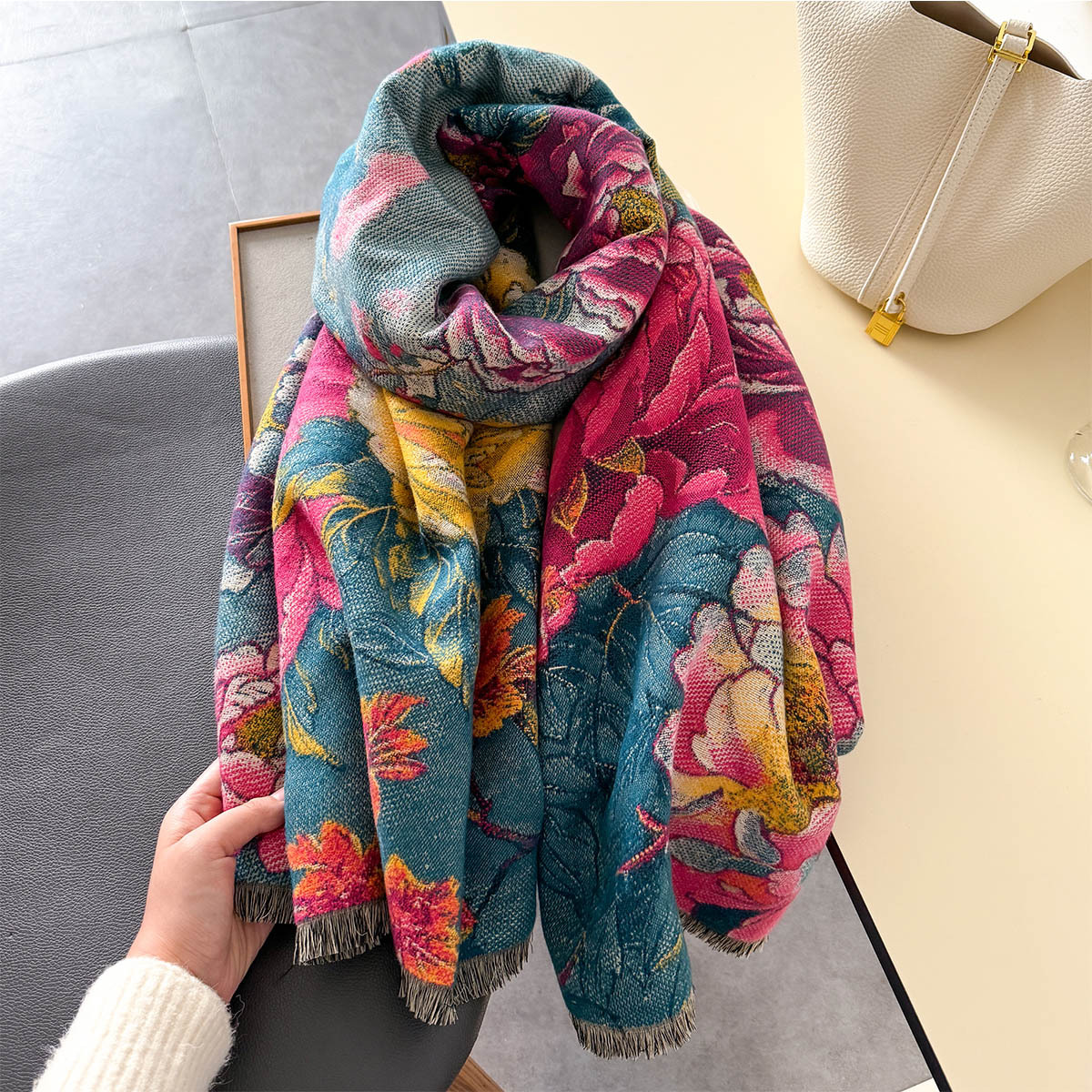 Warm Cashmere Scarf Women Shaw - Woven Scarf Blanket บทวิจารณ์และราคา