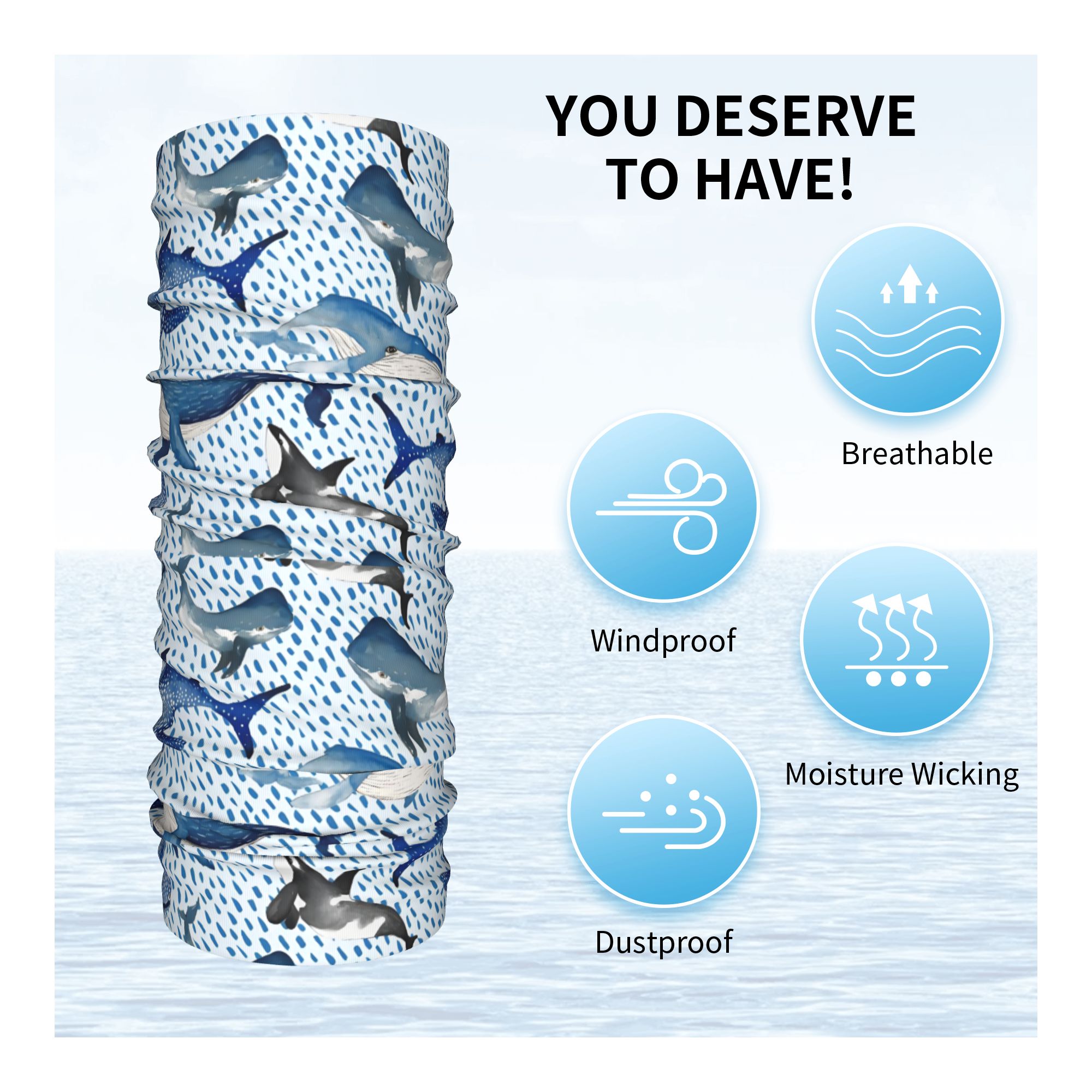 Custom Blue Watercolour Shark  - Neck Warmer Tube บทวิจารณ์และราคา