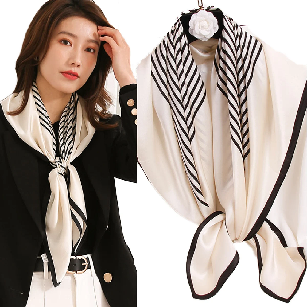 Vintage 100% Silk Scarf Women  - Silk Tie Striped บทวิจารณ์และราคา