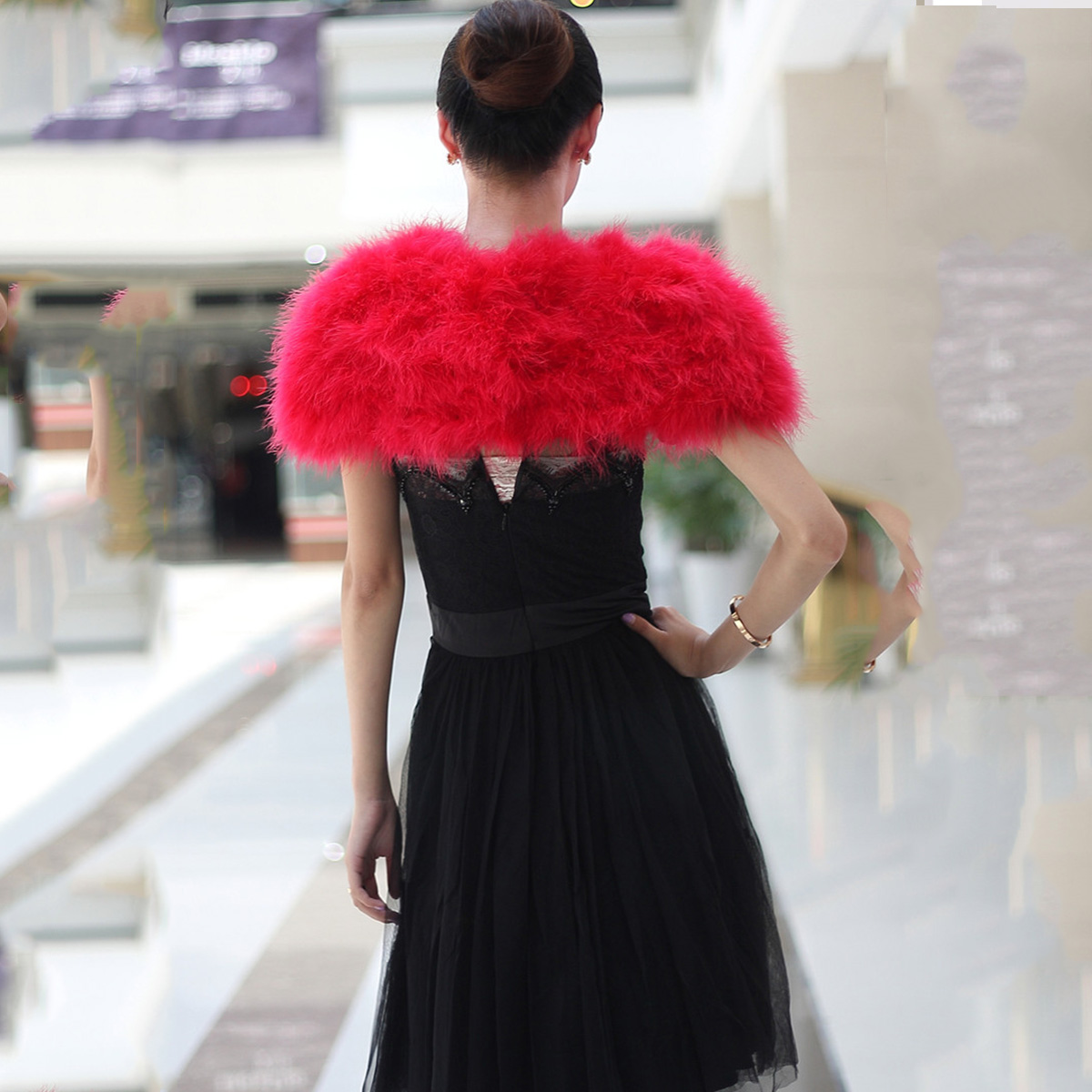 Women Ostrich Feather Boa Shaw - Stole Wedding Shawl บทวิจารณ์และราคา
