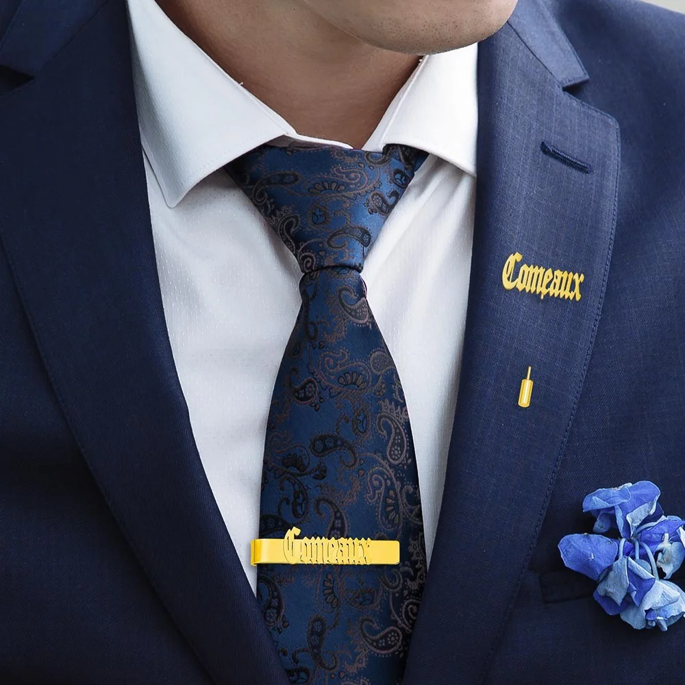 Personalized Cufflinks/Lapel P - Tie Bar Set Gift บทวิจารณ์และราคา