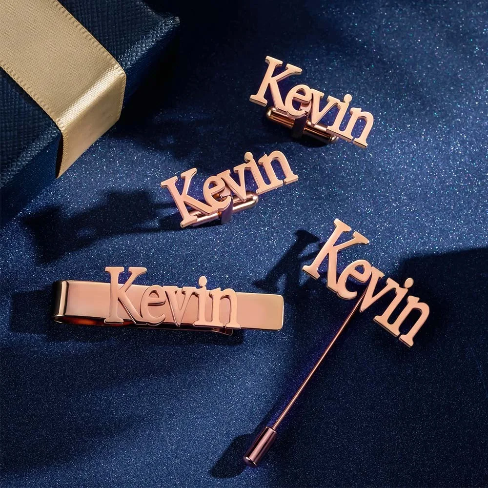 Personalized Cufflinks/Lapel P - Tie Bar Set Gift บทวิจารณ์และราคา