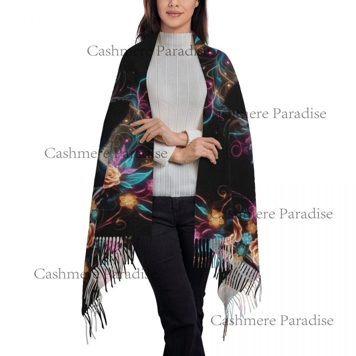 Mexico Skull Woman Vintage Sty - Pashmina Wrap Large บทวิจารณ์และราคา
