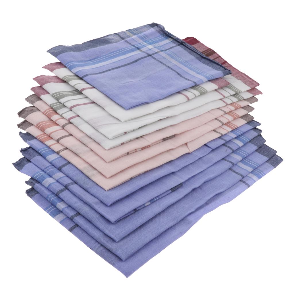 12 Pieces Men Assorted Cotton  - Handkerchief Cotton Men บทวิจารณ์และราคา