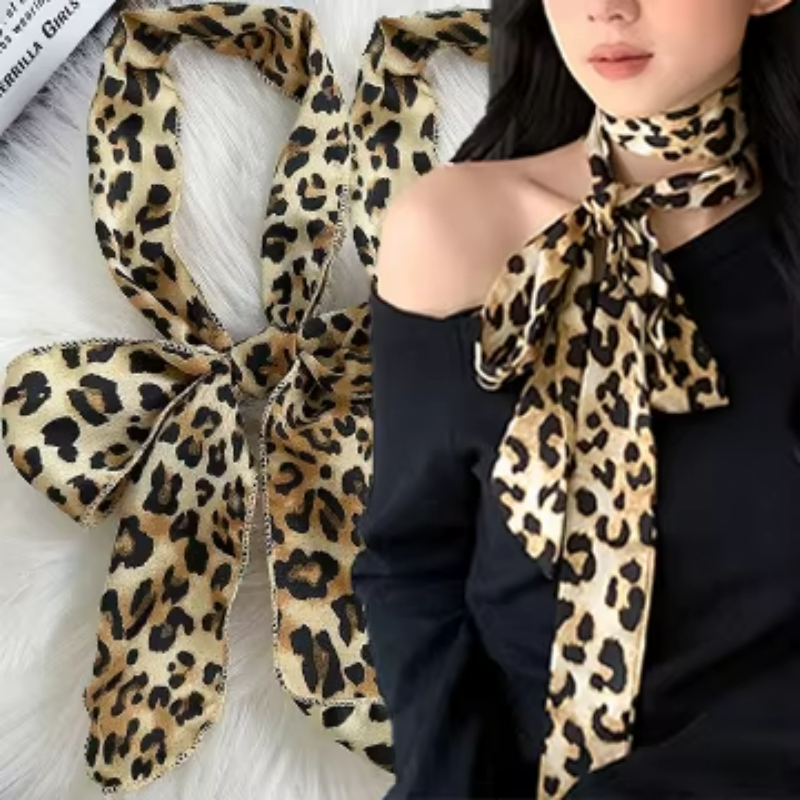 Leopard Print Scarf Retro Polk - Silk Tie Striped บทวิจารณ์และราคา