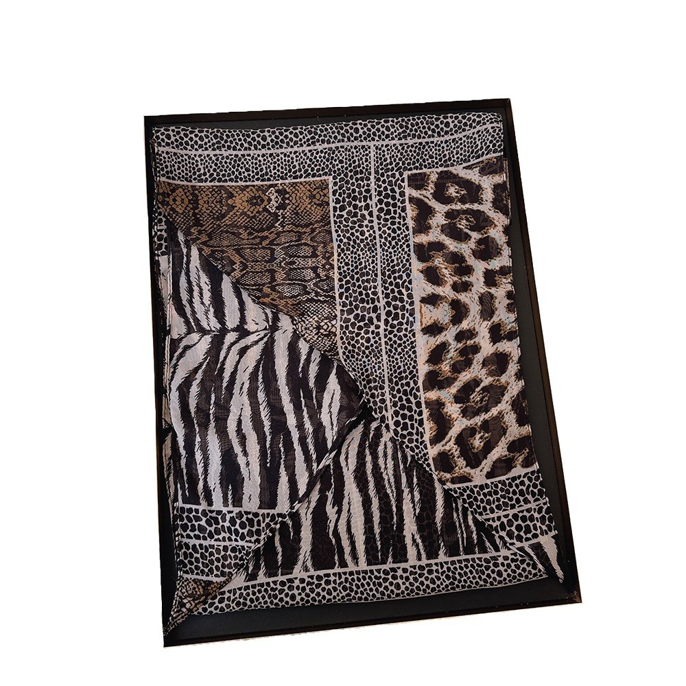 Leopard Small Long Silk Scarf  - Silk Tie Striped บทวิจารณ์และราคา