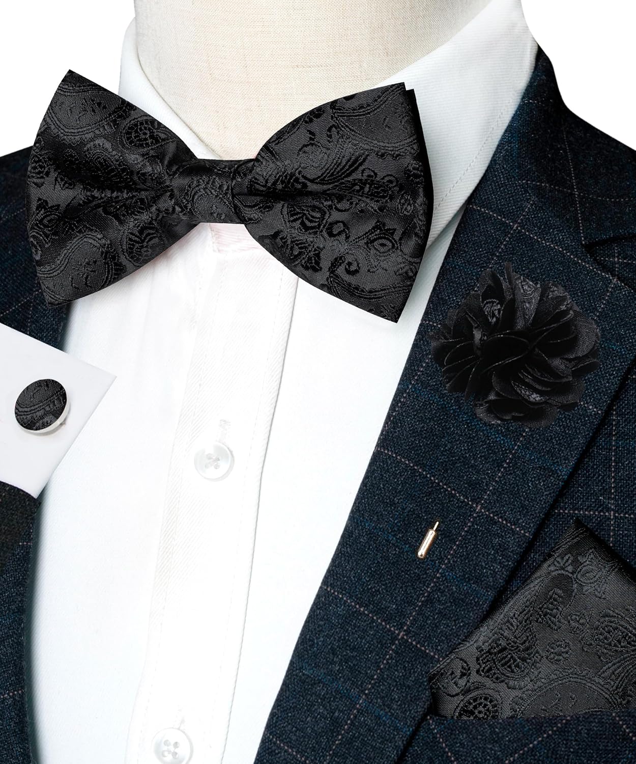 Paisley Pre-tied Bow Tie and P - Pocket Square Set บทวิจารณ์และราคา