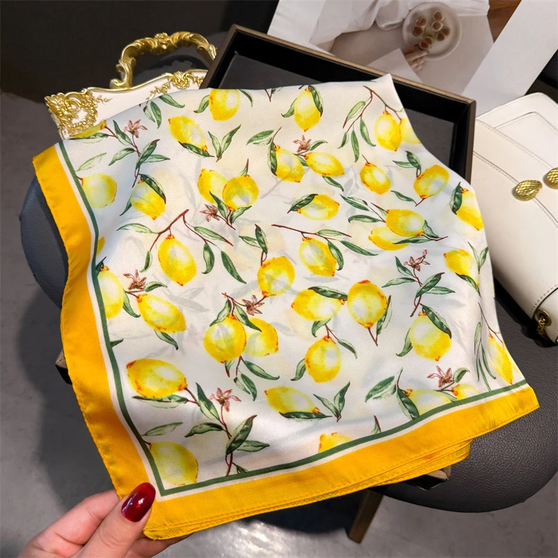 70cm Square Lemon Print Yellow - Face Scarf Mask บทวิจารณ์และราคา
