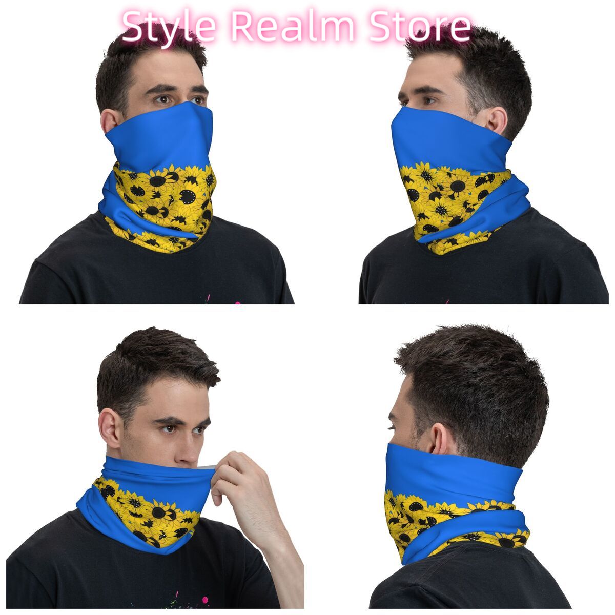 Blue Sunflower Printed Winter  - Neck Warmer Tube บทวิจารณ์และราคา