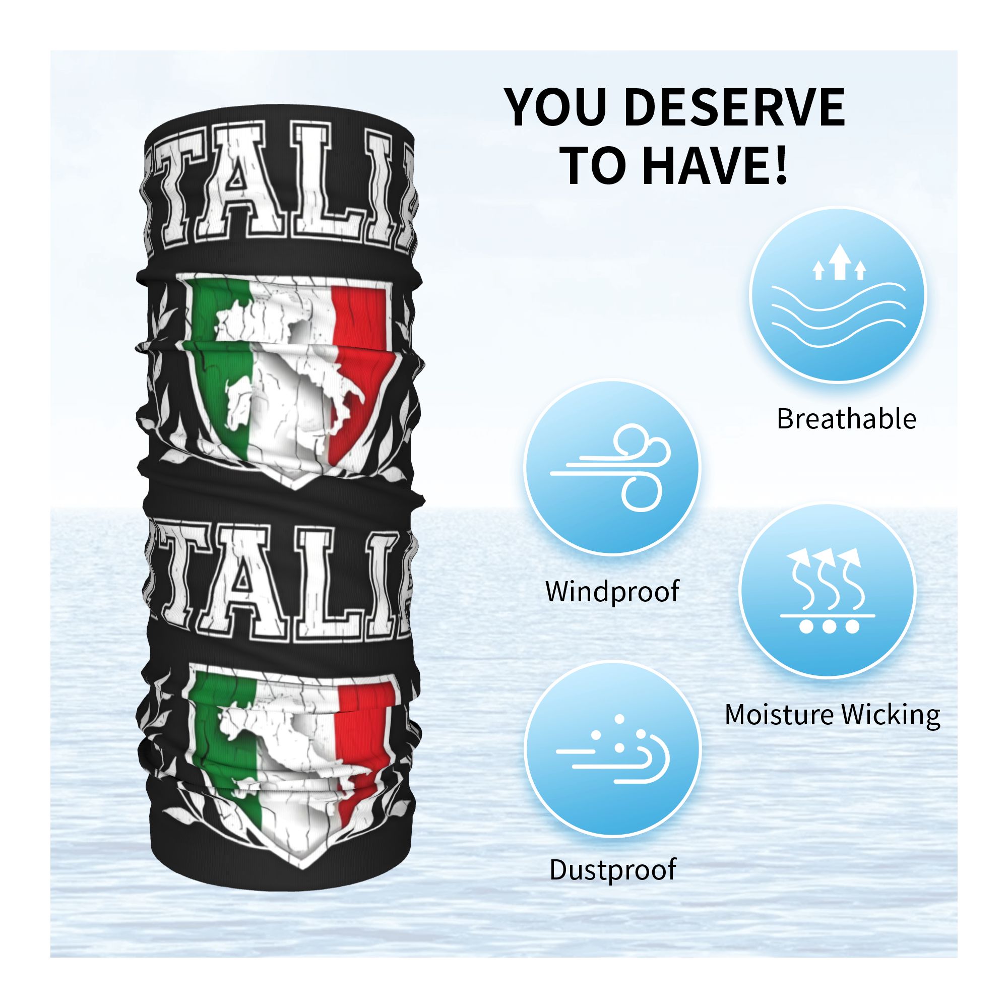 Custom Italy Flag Bandana Neck - Neck Warmer Tube บทวิจารณ์และราคา