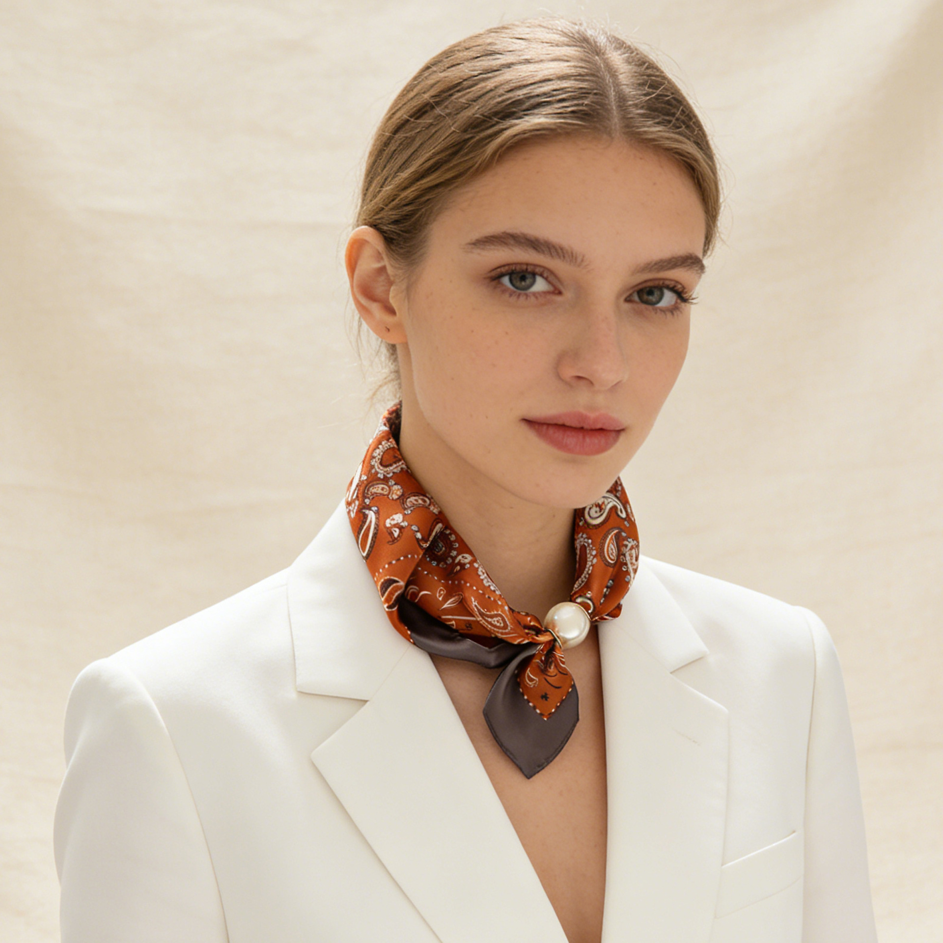 Scarf Chain Silk Lazy Magnetic - Ascot Neck Scarf บทวิจารณ์และราคา