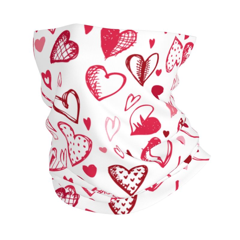 Pink Red Love Hearts Bandana N - Neck Warmer Tube บทวิจารณ์และราคา