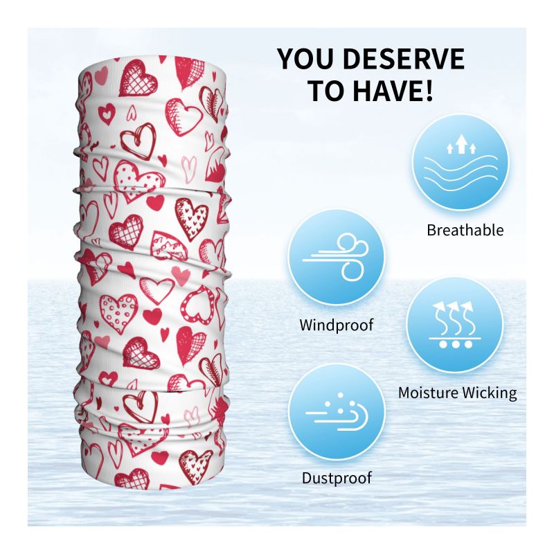 Pink Red Love Hearts Bandana N - Neck Warmer Tube บทวิจารณ์และราคา
