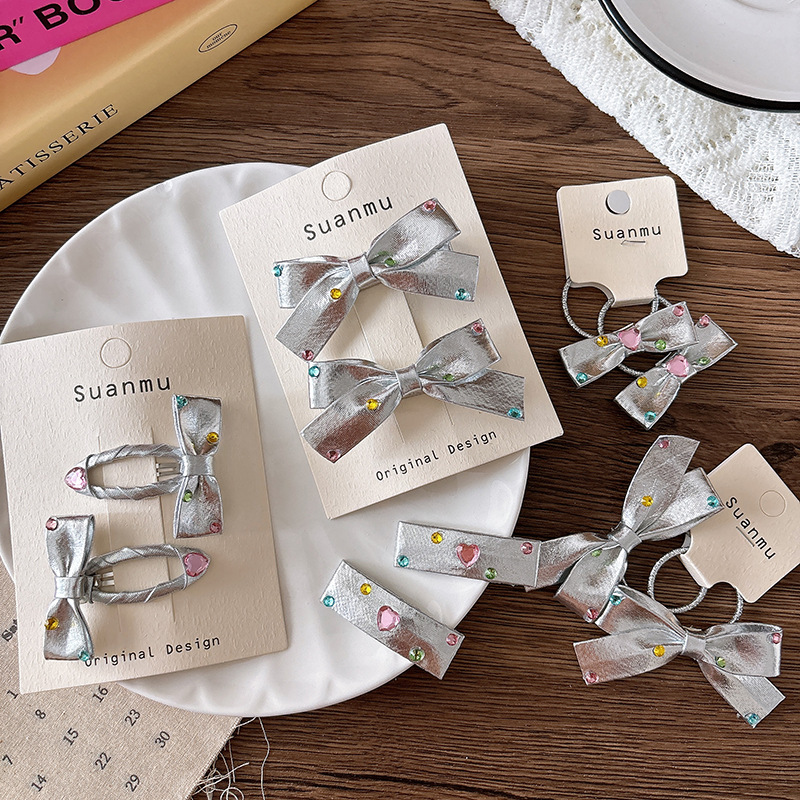 2pcs Diamond Bow Children's Ha - Tie Clip Silver บทวิจารณ์และราคา