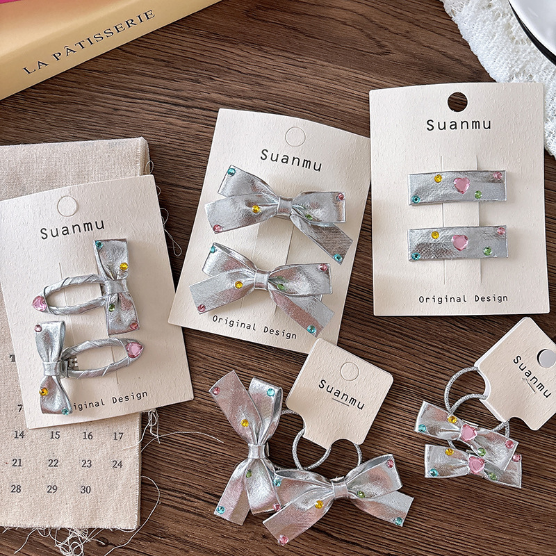 2pcs Diamond Bow Children's Ha - Tie Clip Silver บทวิจารณ์และราคา
