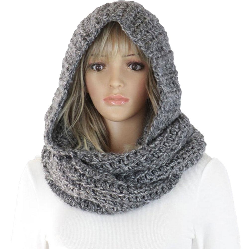 Knitted Hooded Scarf Winter Wo - Infinity Scarf Knit บทวิจารณ์และราคา